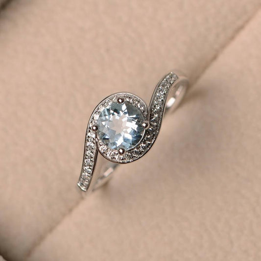 1.25 Ct Round Cut Aquamarine Bypass Anniversary Gift Ring In 925 Sterling Silver - atjewels.in