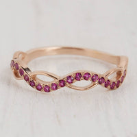 0.25 CT Round Cut Pink Ruby Diamond Rose Gold Over On 925 Sterling Silver Infinity Ring