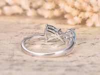1.50 Ct Trillion Cut Aquamarine 925 Sterling Silver Bow Style Promise Gift Ring For Her