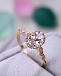 1 CT Oval Cut Pink Morganite Diamond Rose Gold Over On 925 Sterling Silver Halo Engagement Ring