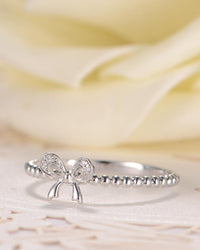 0.25 Ct Round Cut White Diamond 925 Sterling Silver Bow Knot Promise Gift Ring For Her