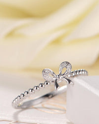 0.25 Ct Round Cut White Diamond 925 Sterling Silver Bow Knot Promise Gift Ring For Her