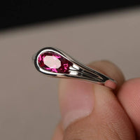 1.00 Ct Oval Cut Red Ruby 925 Sterling Silver Solitaire July Birthstone Ring