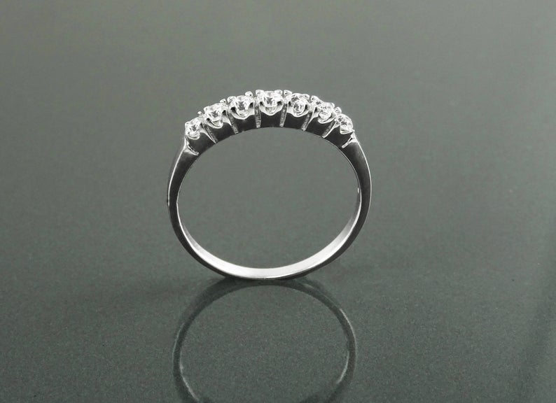 1 CT Round Cut Diamond 925 Sterling Silver Half Eternity Engagement Band Ring