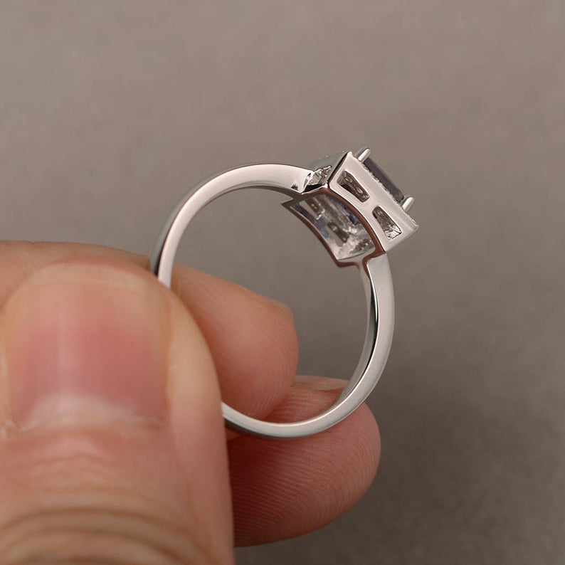 1.20 Ct Princess Cut Alexandrite Halo Anniversary Gift Ring In 925 Sterling Silver