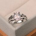 2.75 Ct Oval Cut Rose Quartz & Round Black Diamond Solitaire W/Accents Ring