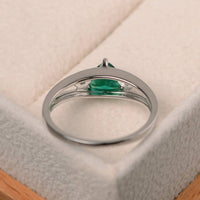 1.00 Ct Trillion Cut Green Emerald 925 Sterling Silver Split Shank Three-Stone Promise Ring