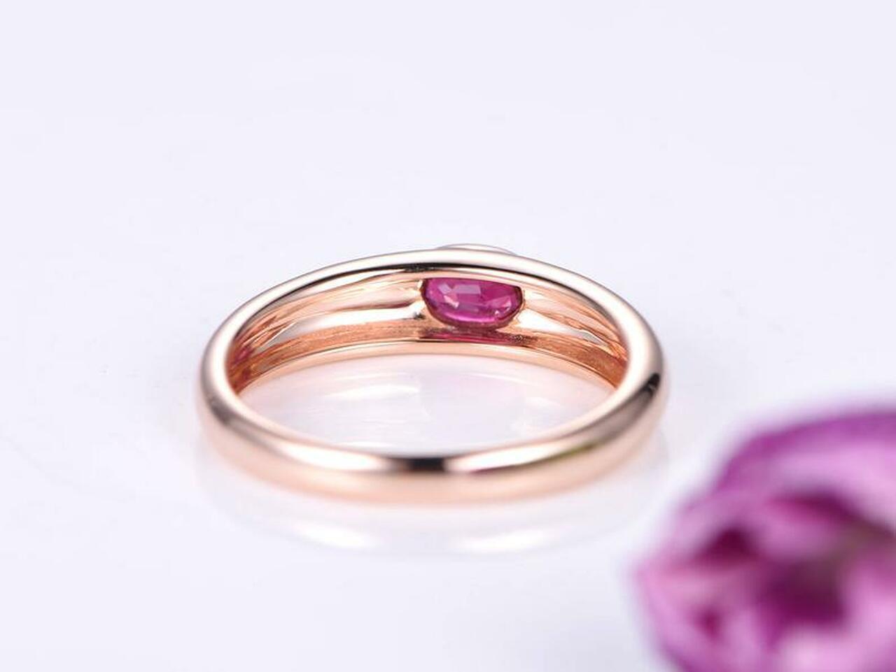 1.00 Ct Oval Cut Red Ruby Rose Gold Over On 925 Sterling Silver July Birthstone Solitaire Ring