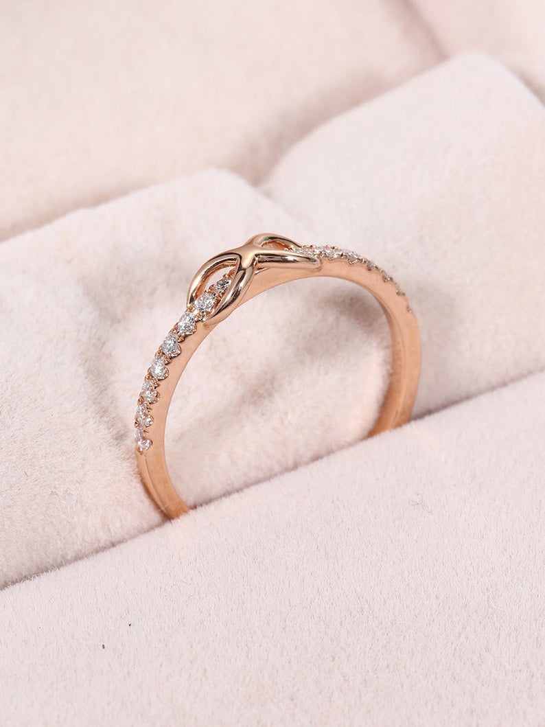 0.75 Ct Round Cut Diamond Rose Gold Over On 925 Sterling Silver Infinity Promise Gift Ring