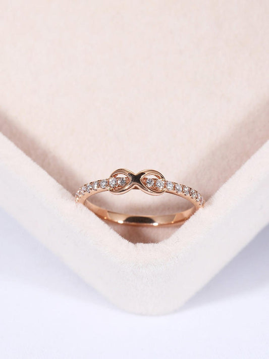 0.75 Ct Round Cut Diamond Rose Gold Over On 925 Sterling Silver Infinity Promise Gift Ring