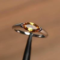 1 CT Marquise Cut Yellow Citrine 925 Sterling Silver November Birthstone Solitaire Ring