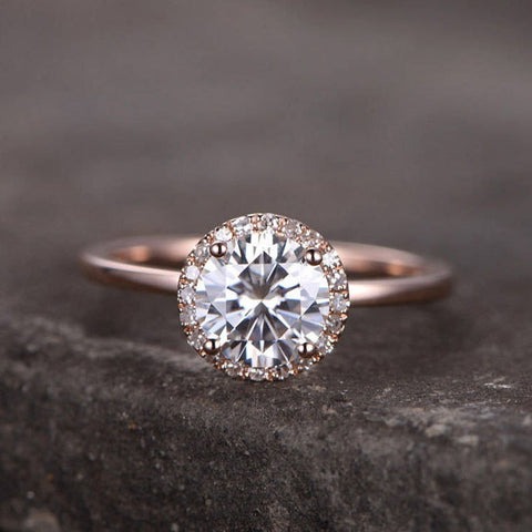1.75 Ct Round Cut Rose Gold Over On 925 Sterling Silver Halo Engagement Ring