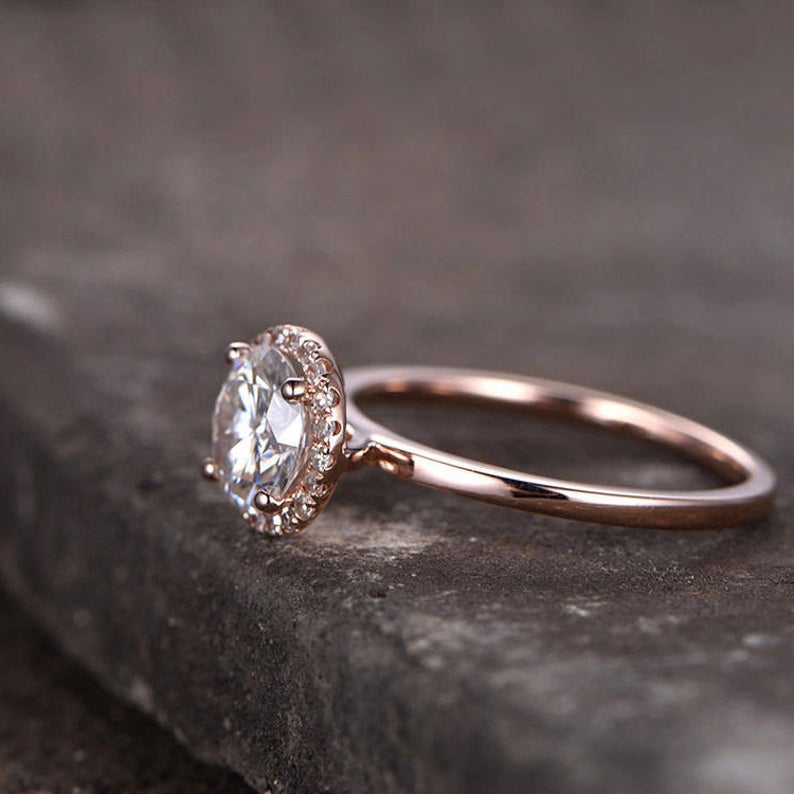 1.75 Ct Round Cut Rose Gold Over On 925 Sterling Silver Halo Engagement Ring