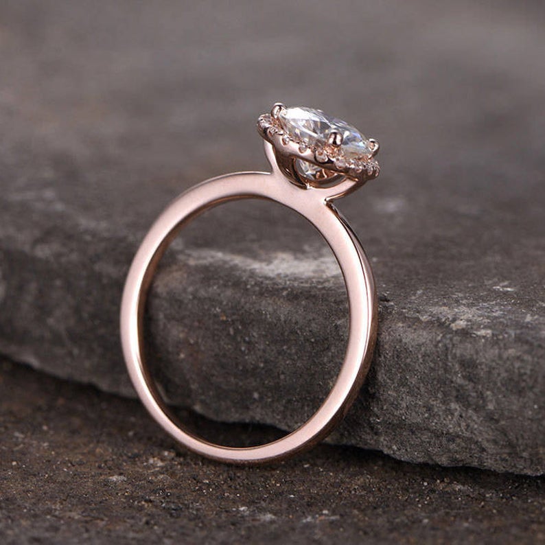 1.75 Ct Round Cut Rose Gold Over On 925 Sterling Silver Halo Engagement Ring