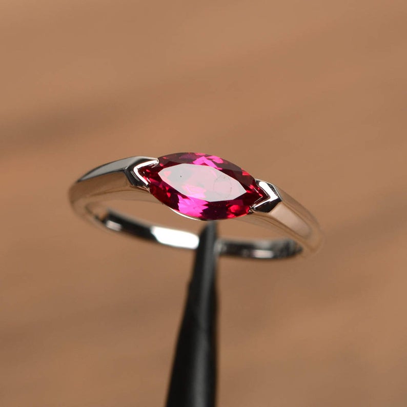 Ruby Ring Birthstone Jewelry – 0.75 Carat Ruby 0.925 Sterling Silver R –  Jewelexcess