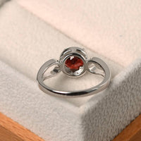 1.50 Ct Round Cut Red Garnet & Round Cz Halo Anniversary Gift Ring In 925 Sterling Silver