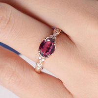 1.25 Ct Oval Cut Red Ruby Rose Gold Over On 925 Sterling Silver Solitaire W/Accents Engagement Ring
