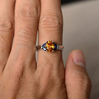 2.50 Ct Oval cut Yellow Citrine & Marquise Blue Sapphire Unique Anniversary Gift Ring In 925 Sterling Silver