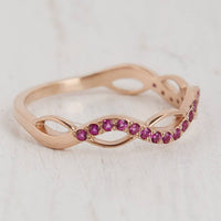 0.25 CT Round Cut Pink Ruby Diamond Rose Gold Over On 925 Sterling Silver Infinity Ring