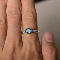 1.25 Ct Oval Cut London Blue Topaz 925 Sterling Silver Solitaire Anniversary Gift Ring