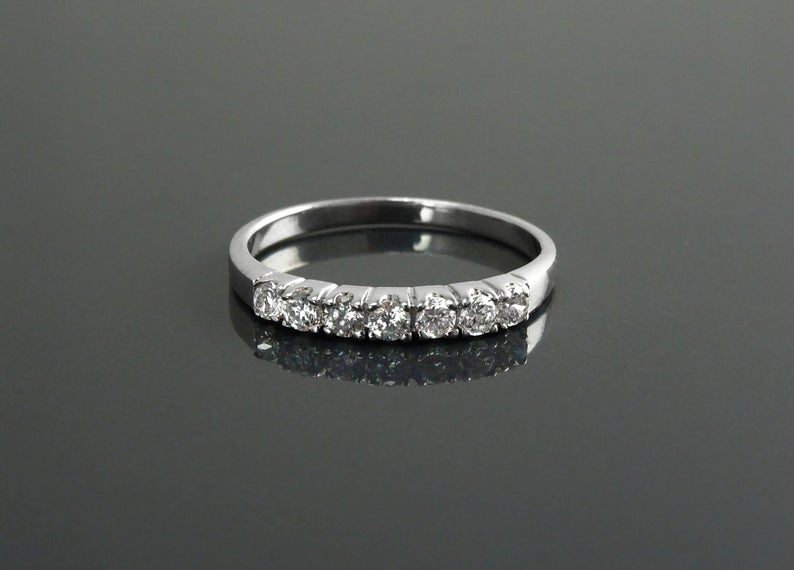 1 CT Round Cut Diamond 925 Sterling Silver Half Eternity Engagement Band Ring