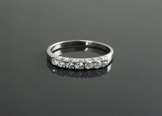 1 CT Round Cut Diamond 925 Sterling Silver Half Eternity Engagement Band Ring