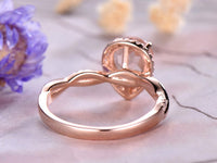 1 CT Pear Cut Morganite Diamond Rose Gold Over On 925 Sterling Silver Halo Infinity Wedding Ring