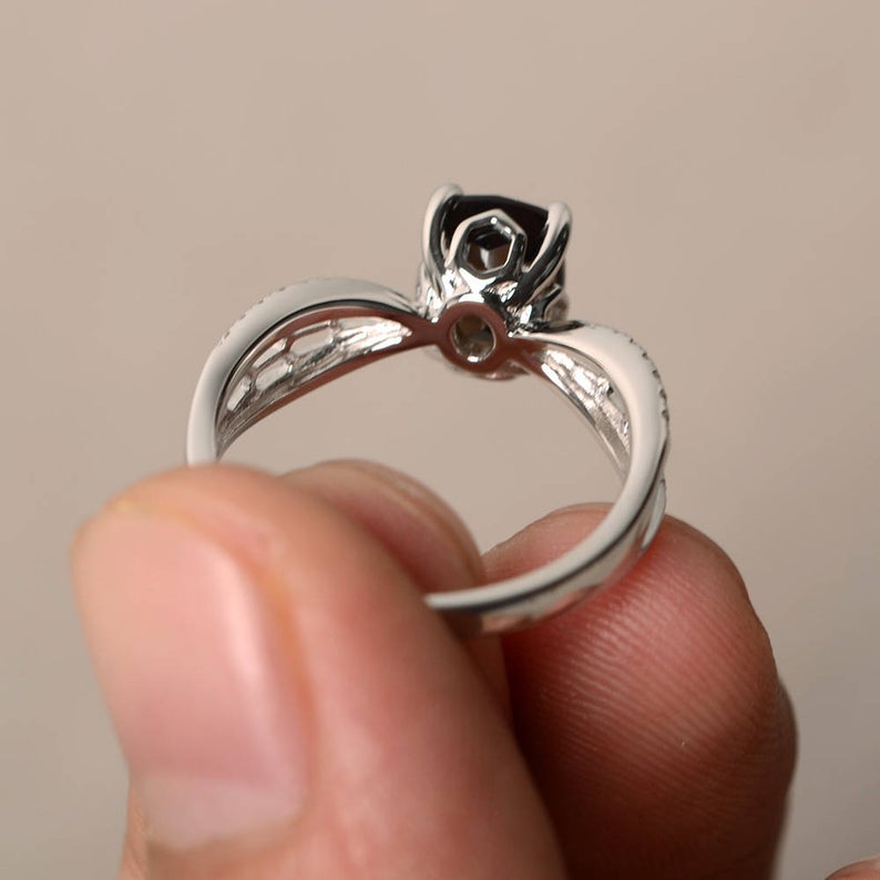 1.25 Ct Cushion Cut Smoky Quartz Solitaire W/Accents Engagement Ring In 925 Sterling Silver