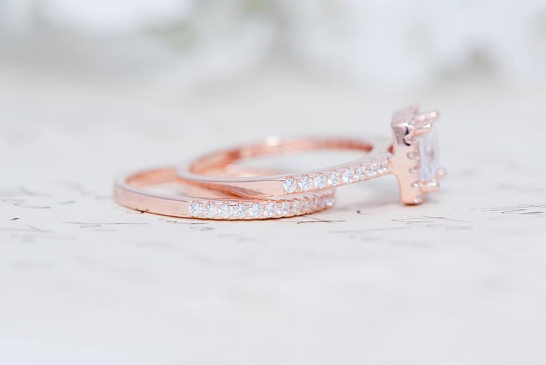 1 CT Cushion Cut Diamond 925 Sterling Silver Women's Halo Wedding Ring Set