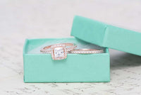 1 CT Cushion Cut Diamond 925 Sterling Silver Women's Halo Wedding Ring Set