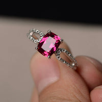 1.20 Ct Cushion Cut Red Ruby 925 Sterling Silver Solitaire Promise/Engagement Ring