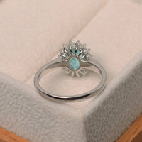 1.50 Ct Oval Cut Blue Topaz & Round CZ 925 Sterling Silver Halo Anniversary Gift Ring
