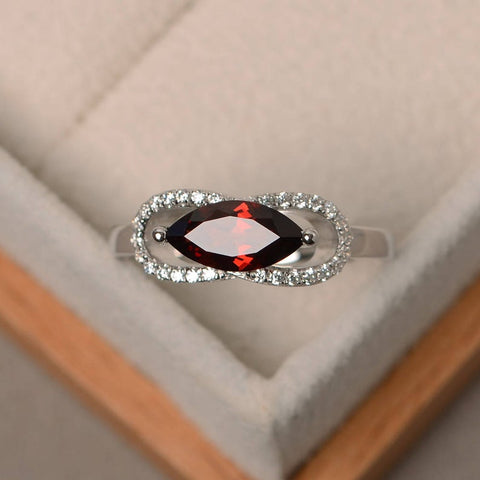 1.50 Ct Marquise Cut Red Garnet 925 Sterling Silver January Birthstone Ring