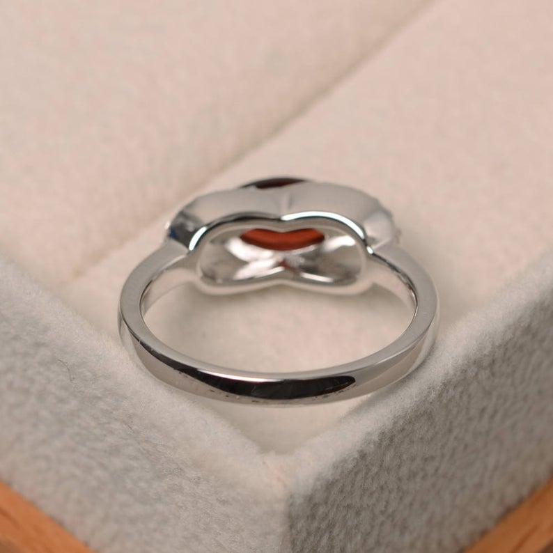 1.50 Ct Marquise Cut Red Garnet 925 Sterling Silver January Birthstone Ring