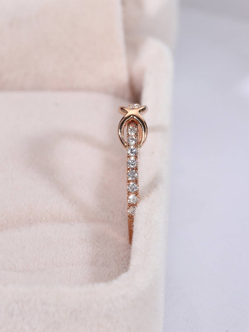 0.75 Ct Round Cut Diamond Rose Gold Over On 925 Sterling Silver Infinity Promise Gift Ring