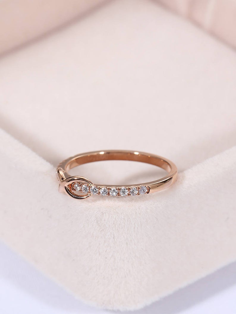 0.75 Ct Round Cut Diamond Rose Gold Over On 925 Sterling Silver Infinity Promise Gift Ring