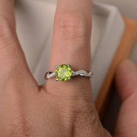 1.20 Ct Round Cut Green Peridot & White CZ 925 Sterling Silver Infinity Promise Ring