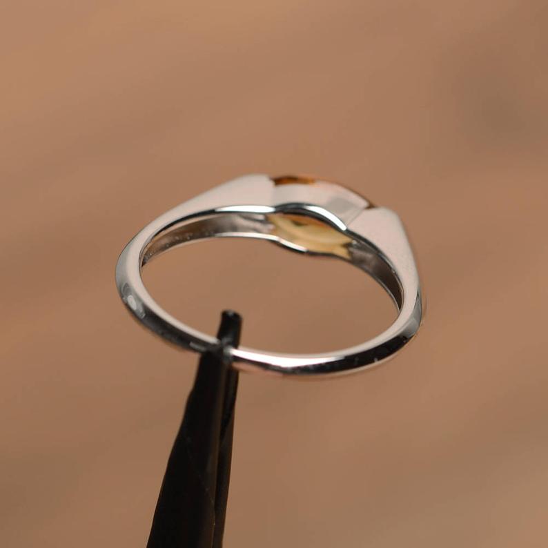 1 CT Marquise Cut Yellow Citrine 925 Sterling Silver November Birthstone Solitaire Ring
