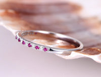 0.50 CT Round Cut Ruby Diamond 925 Sterling Silver Half Eternity Wedding Band Ring
