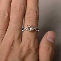 1.50 Ct Round Cut Morganite & White CZ Infinity Anniversary Gift Ring In 925 Sterling Silver