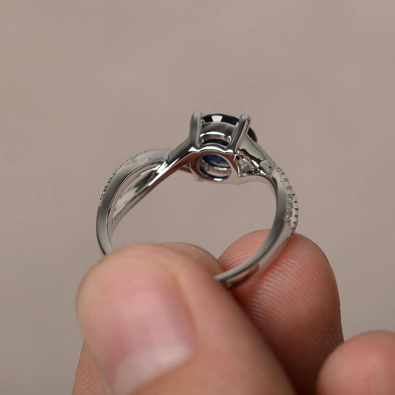 1.50 Ct Round Cut Blue Sapphire & White CZ Infinity Promise Ring In 925 Sterling Silver