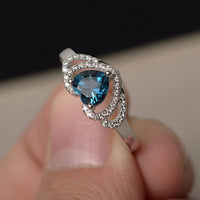 2 Ct Heart Cut London Blue Topaz Halo Engagement Ring In 925 Sterling Silver