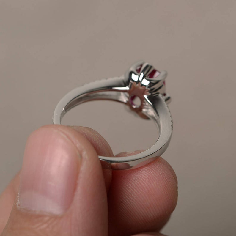 2.50 Ct Cushion Cut Red Ruby Vintage Engagement Wedding Ring In 925 Sterling Silver