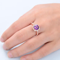 2 CT Cushion Cut Amethyst CZ Diamond 925 Sterling Silver Women Anniversary Gift for her