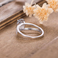 1 CT Oval Cut White Sapphire Diamond 925 Sterling Silver Women Halo Wedding Ring