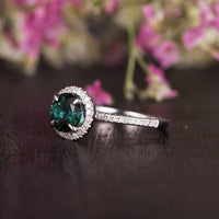 1.75 Ct Round Cut Green Emerald 925 Sterling Silver Halo Anniversary Gift Ring For Her