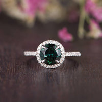 1.75 Ct Round Cut Green Emerald 925 Sterling Silver Halo Anniversary Gift Ring For Her