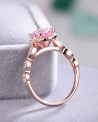 2.25 Ct Oval Cut Pink Sapphire Rose Gold Over On 925 Sterling Silver Halo Engagement Ring