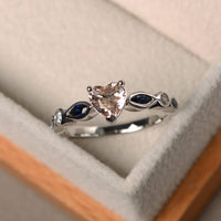 2.50 Ct Heart Cut Morganite & Marquise Blue Sapphire Proposal Ring In 925 Sterling Silver
