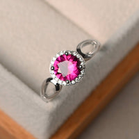 1 CT Round Cut Ruby Diamond 925 Sterling Silver Engagement Ring For Women